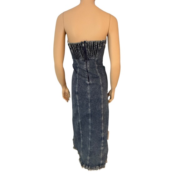 Urban Outfitters Acid Wash Blue Denim Strapless Asymmetrical UO Shiloh Dress M - Picture 10 of 16